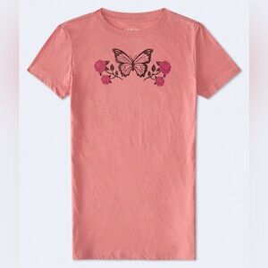 Aeropostale Women’s Butterfly Roses Graphic Tee Sz L NWT